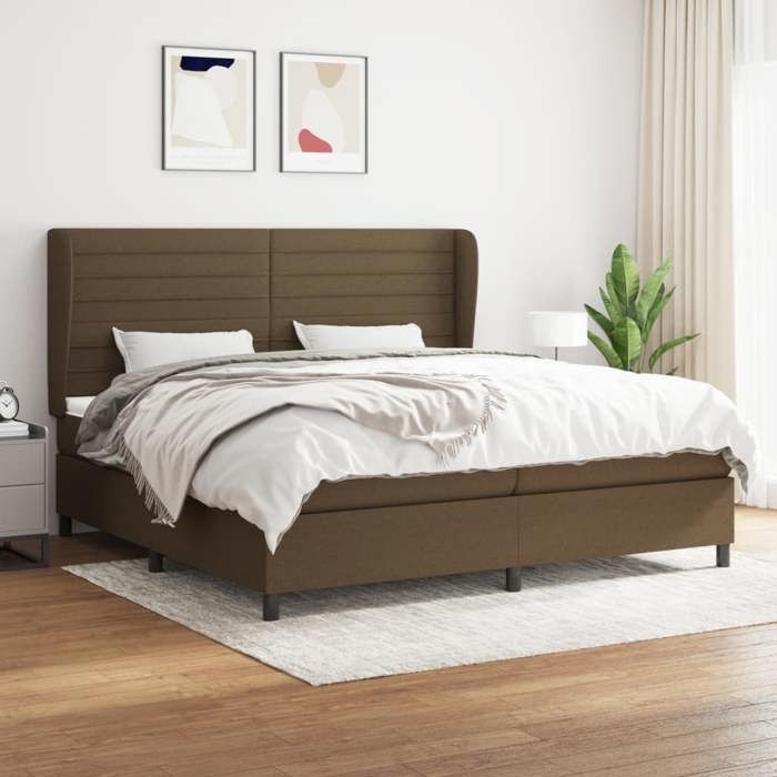 3128072 vidaXL Divan-lit Avec Matelas Marron Foncé 200x200 Cm