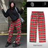 Plaid Pants Loose Straight High Street New Versatile Casual Sports Sweatpants with a Vertical Feel Black and White Basketball Long Pants for Men