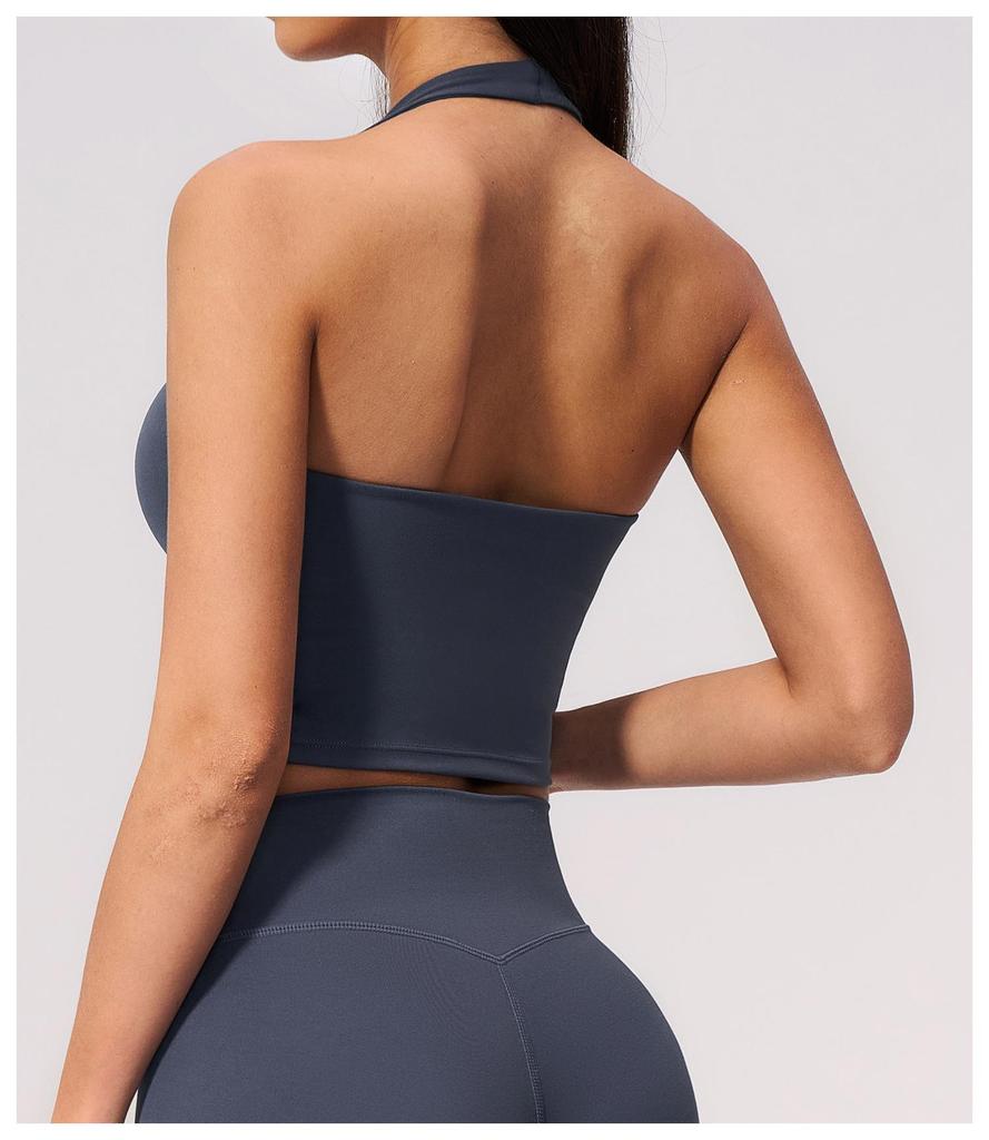 Canotta da Yoga da Donna Scollo a V Asciugatura Rapida con Scollo all'Americana, Imbottiture sul Petto e Spalline Posteriori alla Moda - Modello 5529