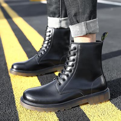 Cizme cu platformă de designer pentru bărbați, toamnă și iarnă, din piele de vacă neagră, calde, pantofi din piele pentru bărbați, moda, casual, negre, ghete la gleznă