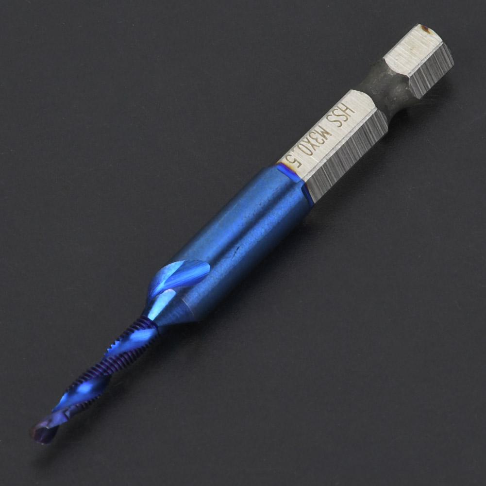 High Speed Steel Plated Blue 6.35mm Hex Shank Tap Drill Bit HSS Compound Tap (M3)