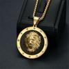 Punk Big Round Lion Head Pendant Male Gold Color Stainless Steel CZ Animal Necklaces For Men  Party Jewelry Gift 2025