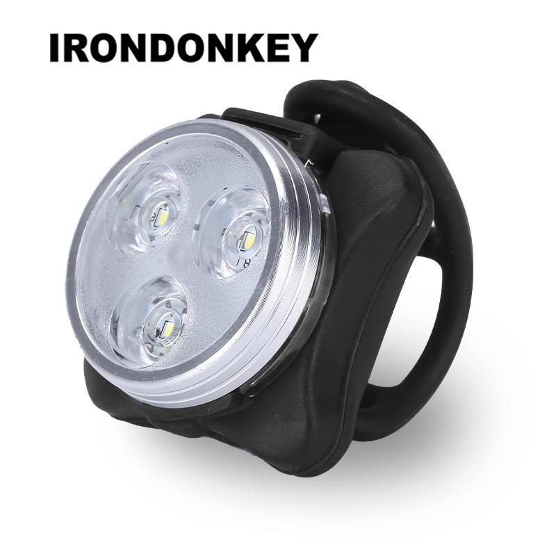 IRONDONKEY High Brightness Bicycle Headlight Kit ABS USB Charging Taillights PC Night Riding Equipment Warning Battery Powered Seatpost&300lm