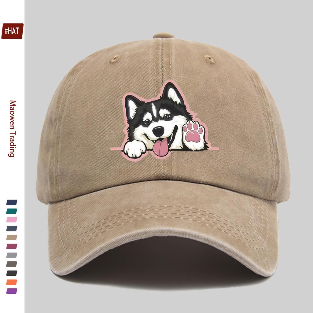 Pc Cute Husky Cartoon Printed Baseball Cap Casual Fashion Printed Trucker Sun Hat Comfortable Lightweight Papa Hat Dad Mom B