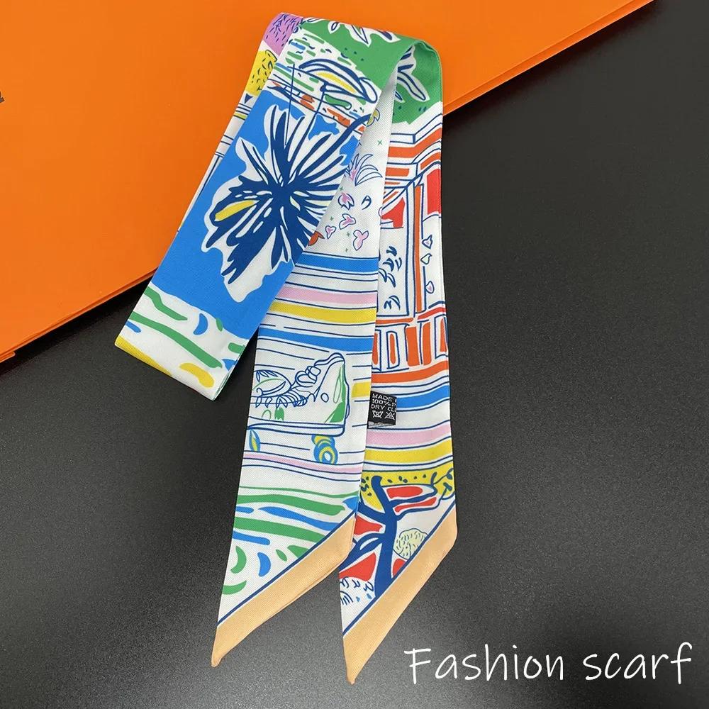 Korean Versatile Chain Tassel High Quality Mulberry Silk Twill Silk Ribbon Wrapping and Binding Bag Handle Ribbon Small Scarf