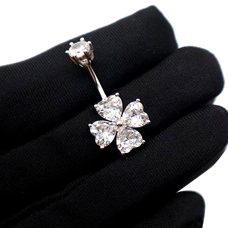 Fashion Pink Heart Butterfly Belly Button Ring For Women Girls Cute Stainless Steel Zircon Navel Ring Body Piercing Jewelry Gift