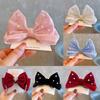 Pearl Bow Girl Headwear Mesh Velvet Hair Clip Party Girl Dance Hair Accessory Hair Clip Red Cute Little Girl Hair Accessories