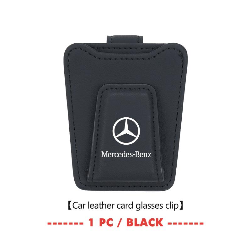Leather Car Glasses Clip Sun Visor Eyeglasses Card Ticket Holder For Mercedes Benz C180 C300 W124 W176 W177 C200 C260 GLC CLE