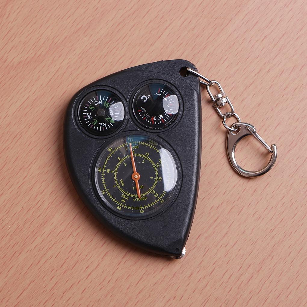 3-in-1 Keychain Temperature Measurement Distance Measurement Compass