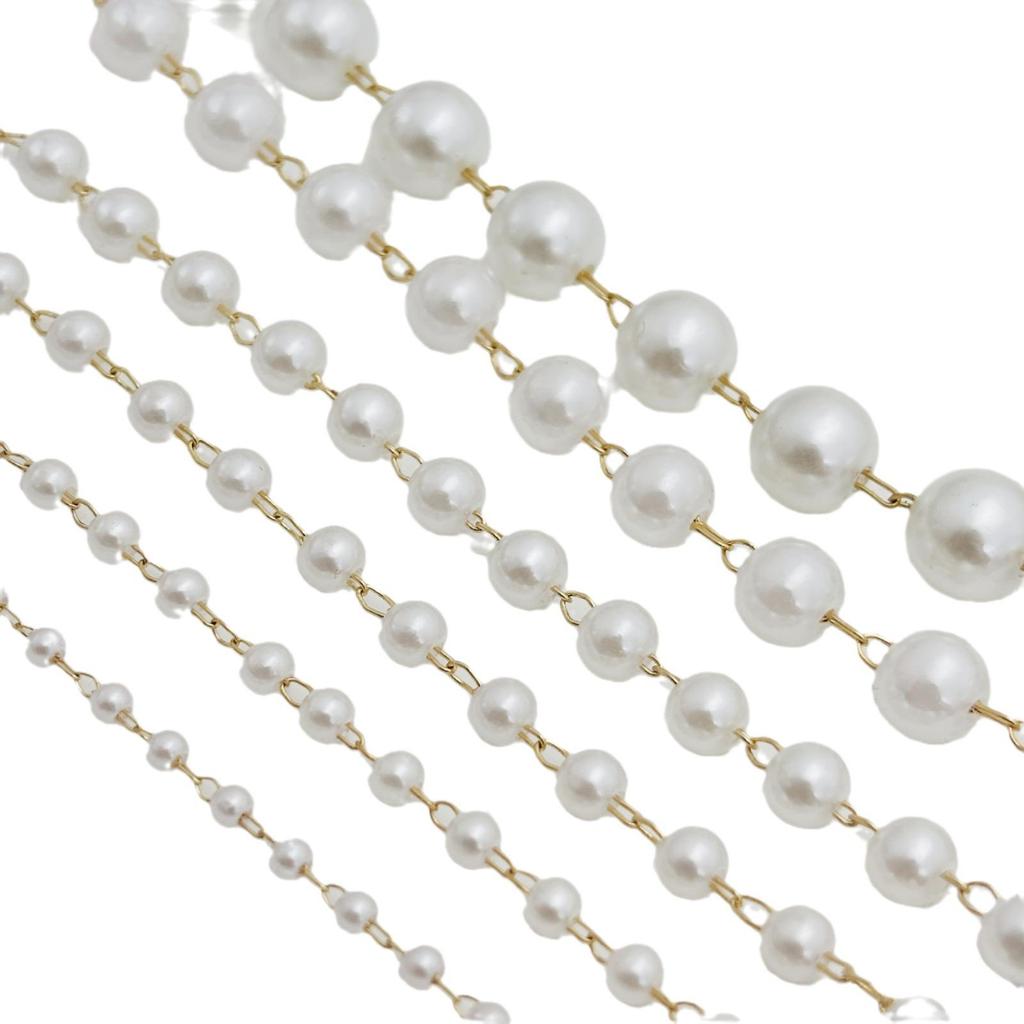 High-Luster 3mm–10mm Pearl Iron Chain for DIY Necklace and Jewelry Crafting