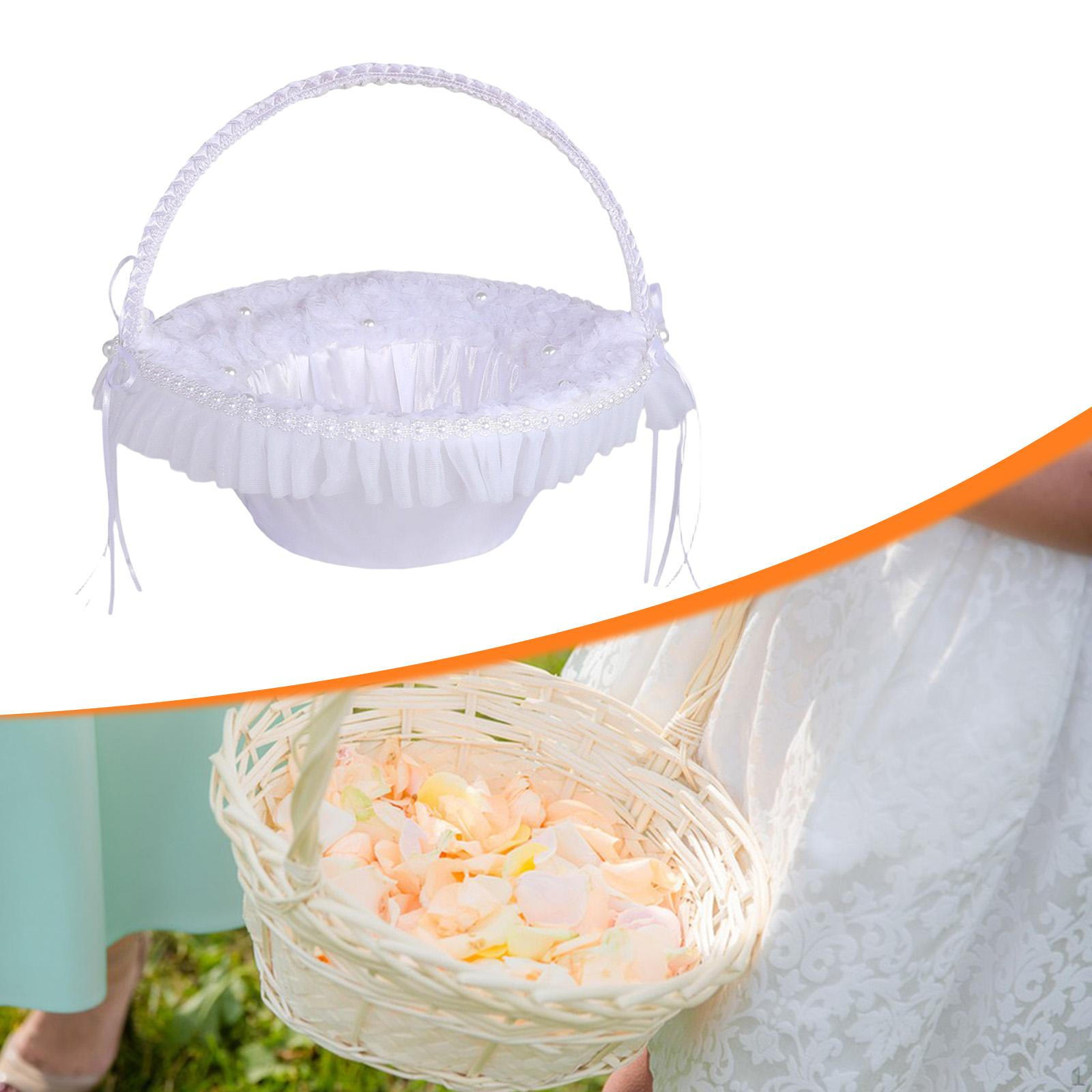 

Свадебная корзина для девочки-цветочницы, Хранение, Декор, Легкая, С ручкой, Кружевная корзина для подружки невесты, Западная