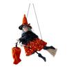 Decorazione Murale Strega Volante Bambola Figura Strega Appesa ad Halloween su Scopa Ciondolo per Finestra Casa Bar Patio Soggiorno