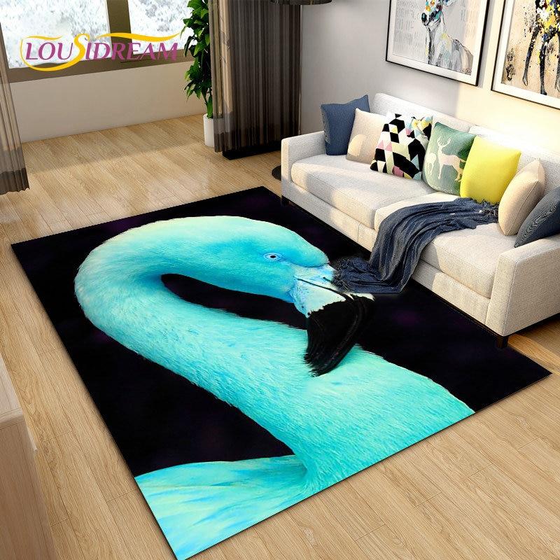 Tapete criativo nórdico 3D Flamingo Bird Area, tapete para sala de estar, quarto, sofá, cozinha, banheiro, capacho, tapete antiderrapante