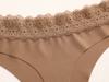Women's Sexy Traceless T-Back Thongs Panties Seamless Solid Color Lace Trim Cozy Underwear Female Low Waist G-String Lingerie