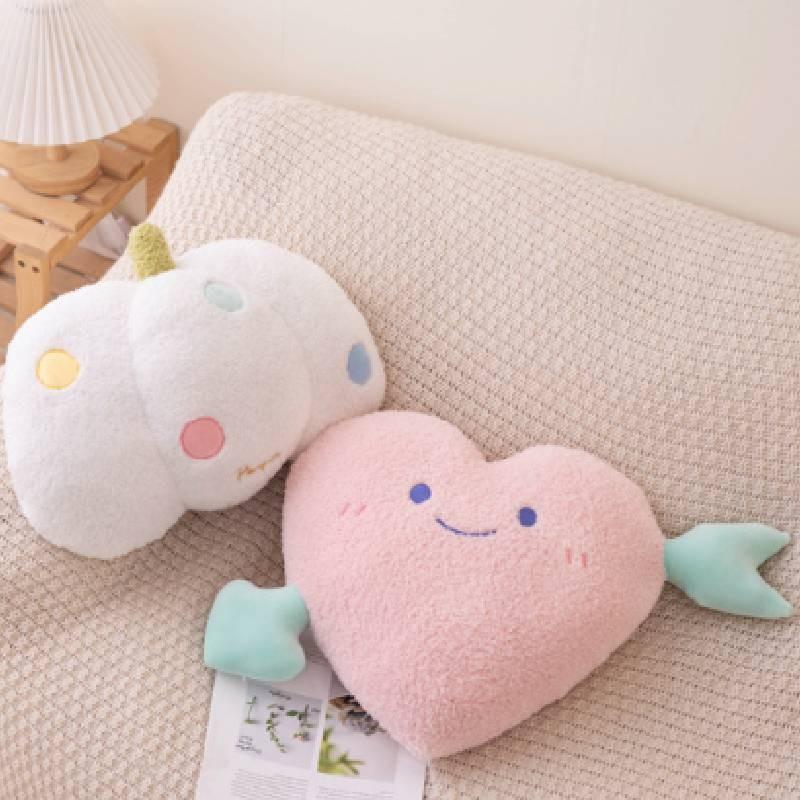 Unique Ins Style Simple Unicorn Rainbow Cloud Heart Plush Pillow For Sofa And Bed