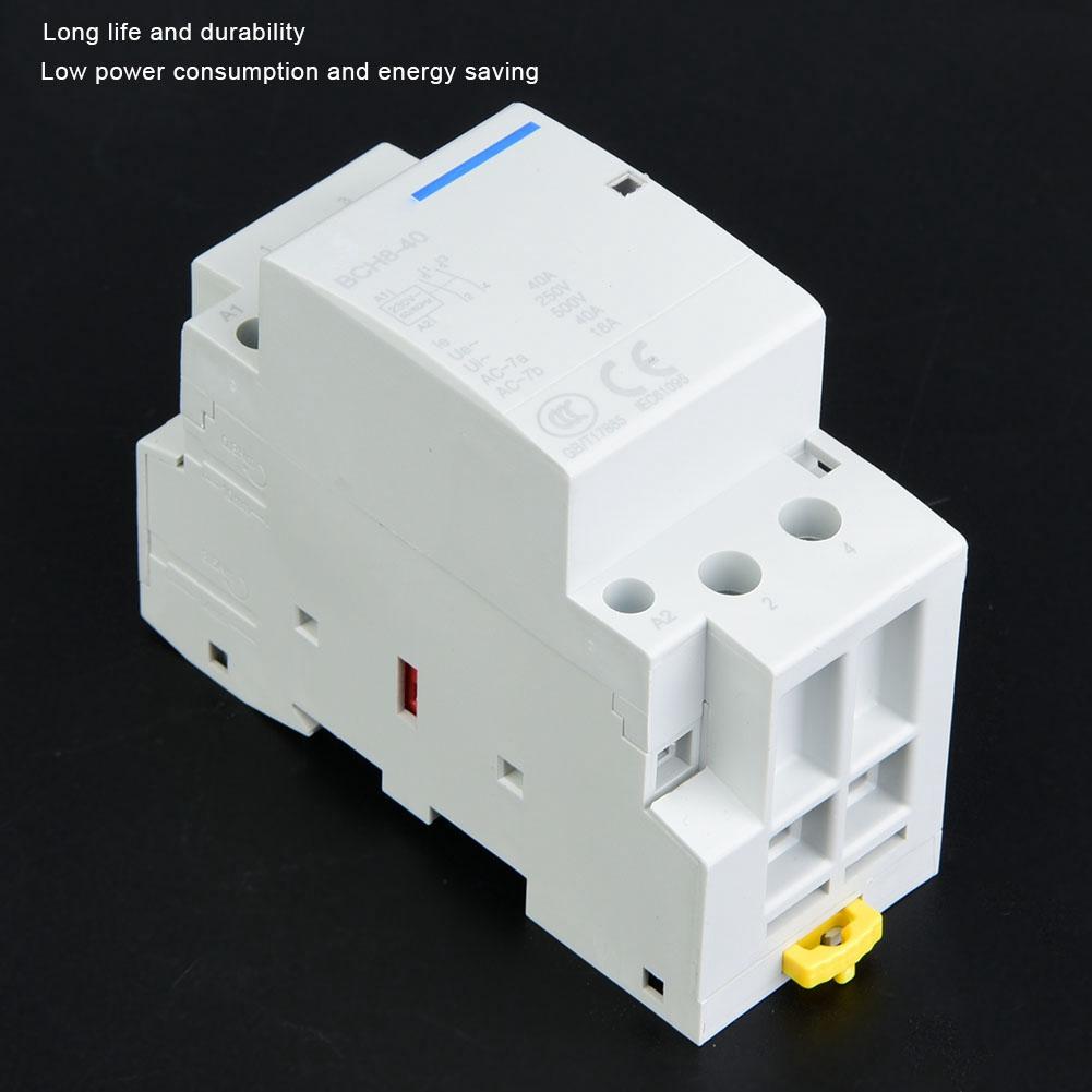 Contactor de curent alternativ 2P 40A cu consum redus de energie pe șină DIN de uz casnic 1NO1NC 5060HZ 220V230V