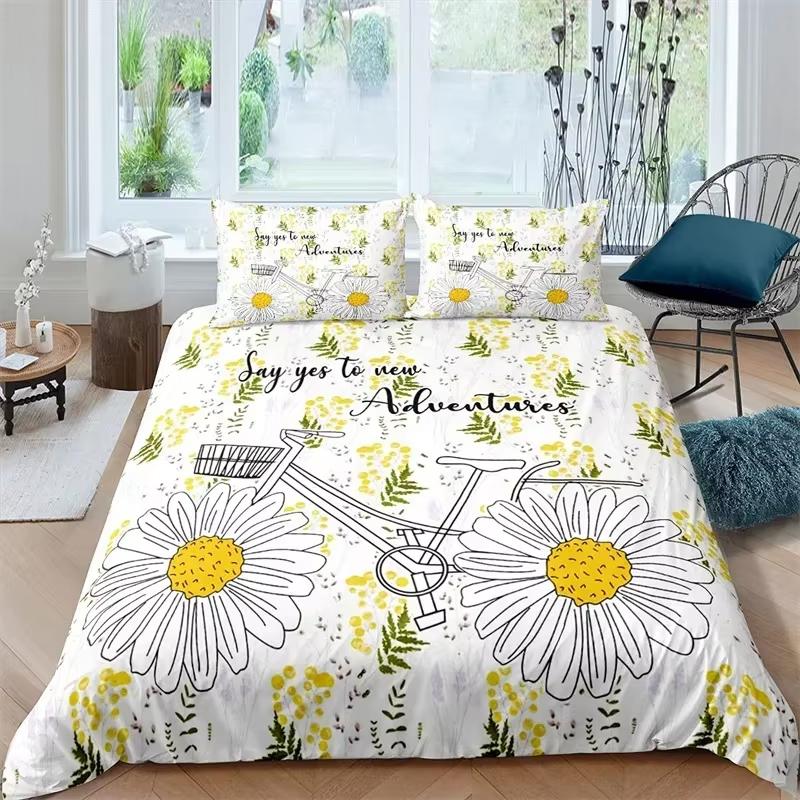 3 Pcs Single Side Printed Duvet Cover Set Queen King Size Animal Plant Flower Leaf Bedding Set Comfortable Soft Skin-Friendly