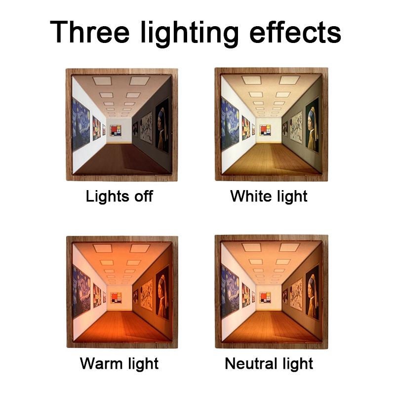 3D Naked Eye Vision Night Light Living Room Corridor Light Luxury Wooden Indoor Lighting Ambient Cozy Artistic USB Wa Ll Lamp