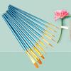 10x Round Pointed/Flat Tip Nylon Hair Acrylic Watercolor Artist Paint Brush Set