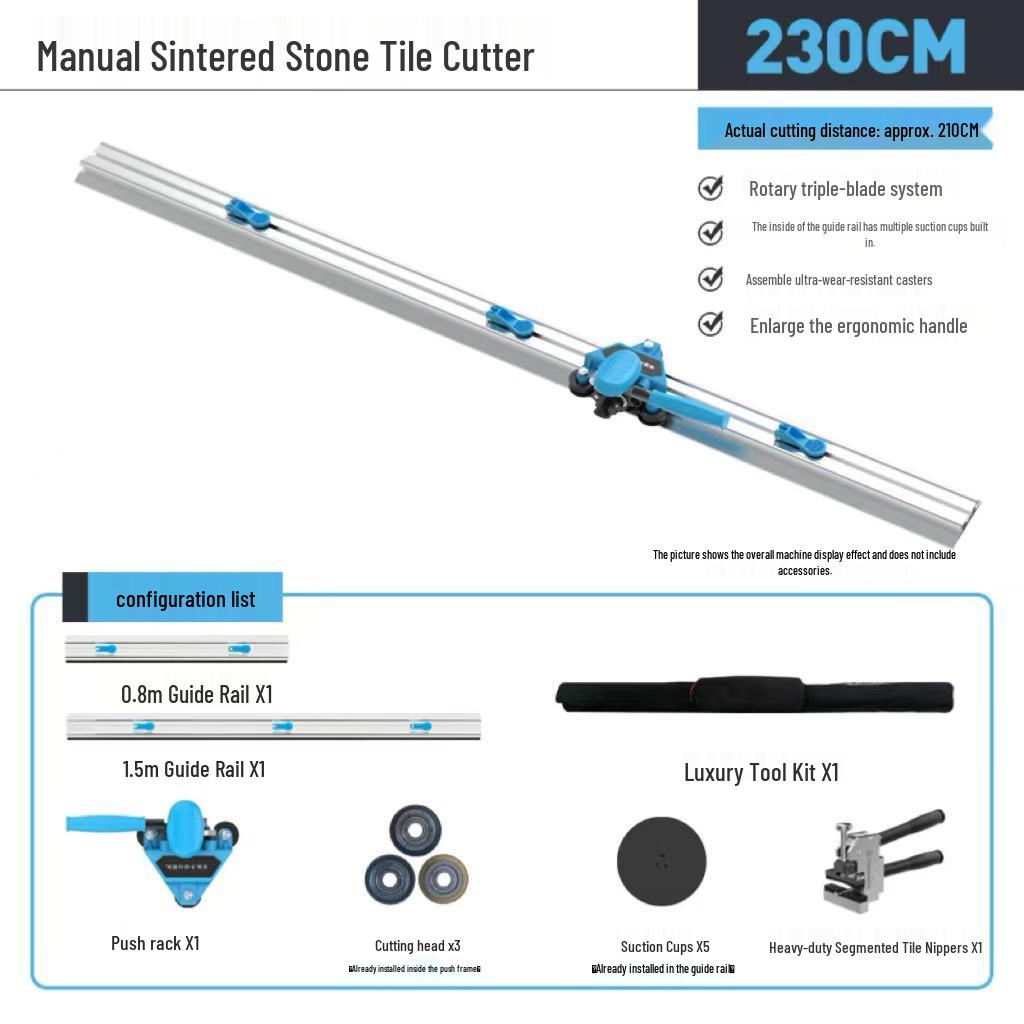 3.8M Rock Slab & Tile Rail Cutter with Manual Glass Tile Push Knife