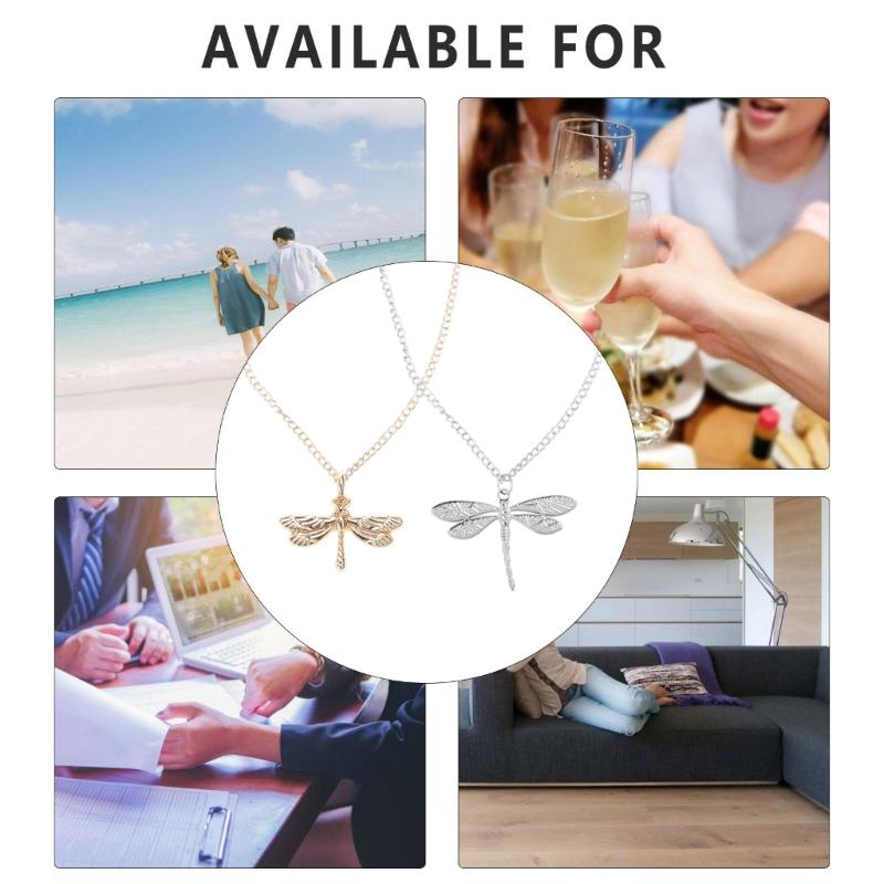 Elegant Zircon Dragonflies Pendant Necklace with Comfortable Fit Sturdy Alloy Charm Chain for Stylish Women Daily Use