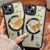 For iPhone 15 14 Pro Max 12 13 Pro 11 Colorful Butterfly Phone Case Magnetic For Magsafe Wireless Charging Acrylic Clear Cover