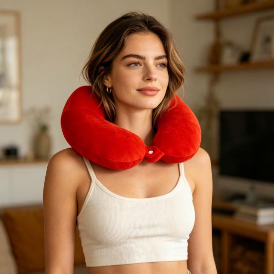 U-Shaped Pillow with Removable Cover, Neck Support Pillow for Travel Office Home, Lumbar Nap Cushion, Leg Lift Cushion, Cervical Relief Headrest