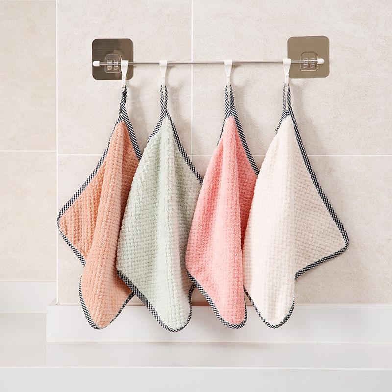 Coral Fleece Pineapple Grid Dishcloth - Easy-Clean Kitchen Towel