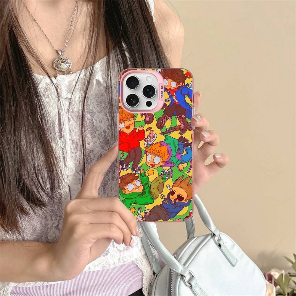 Cartoon Cute E-Eddsworlds Phone Case For IPhone 17 16 15 14 11 12 13 Pro Max Plus Pro Colored Silver Cover