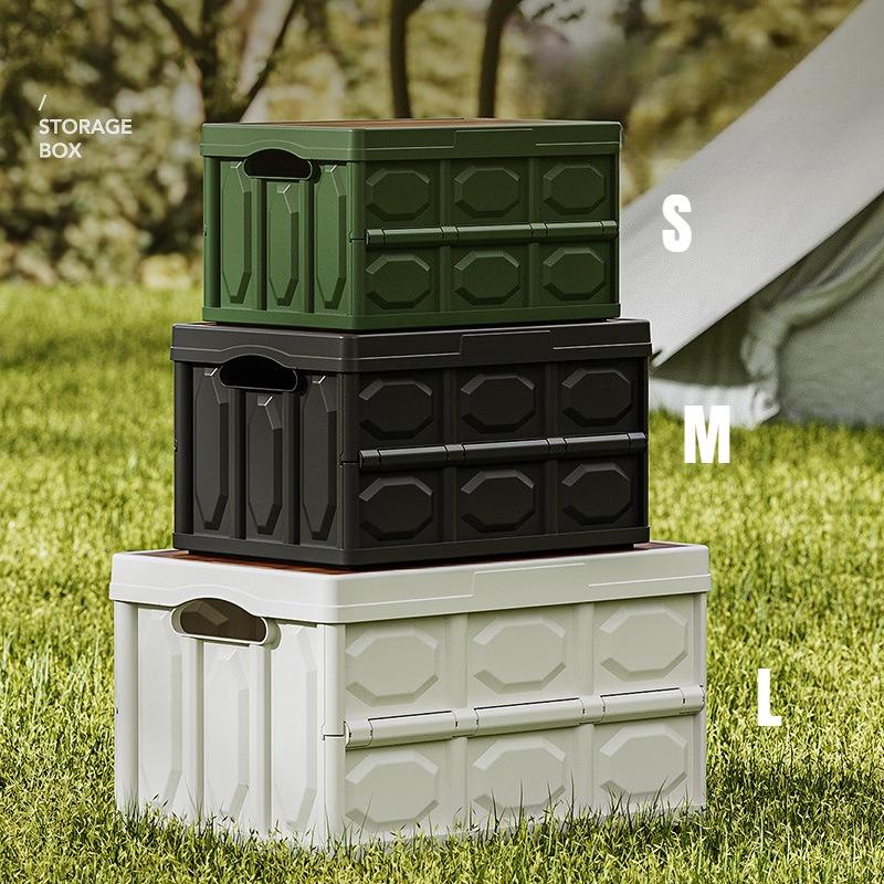 Camping Storage Box Outdoor Folding Storage Boxes Car Trunk Travel Organizing Bin with Lid Stackable Dustproof Spice Picnic Case