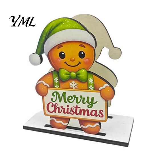 Solid Wood Tissue Dispenser Wooden Christmas Napkin Holder, Gingerbread Man And Deer Design, Paper Towel Holder Decorative Vertical Storage