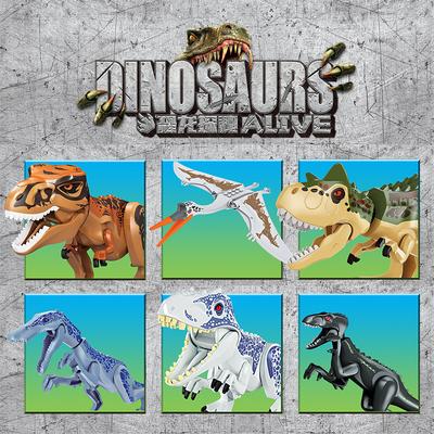 6PCS Dinosaur Jurassic Series Toys Overlord Brawl Tyrannosaurus Park Large Building Block Toys Model Gifts for Boys Adult Kids