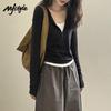 MJ STYLE Women's Half-Zip Mock Two-Piece Long Sleeve T-Shirt
