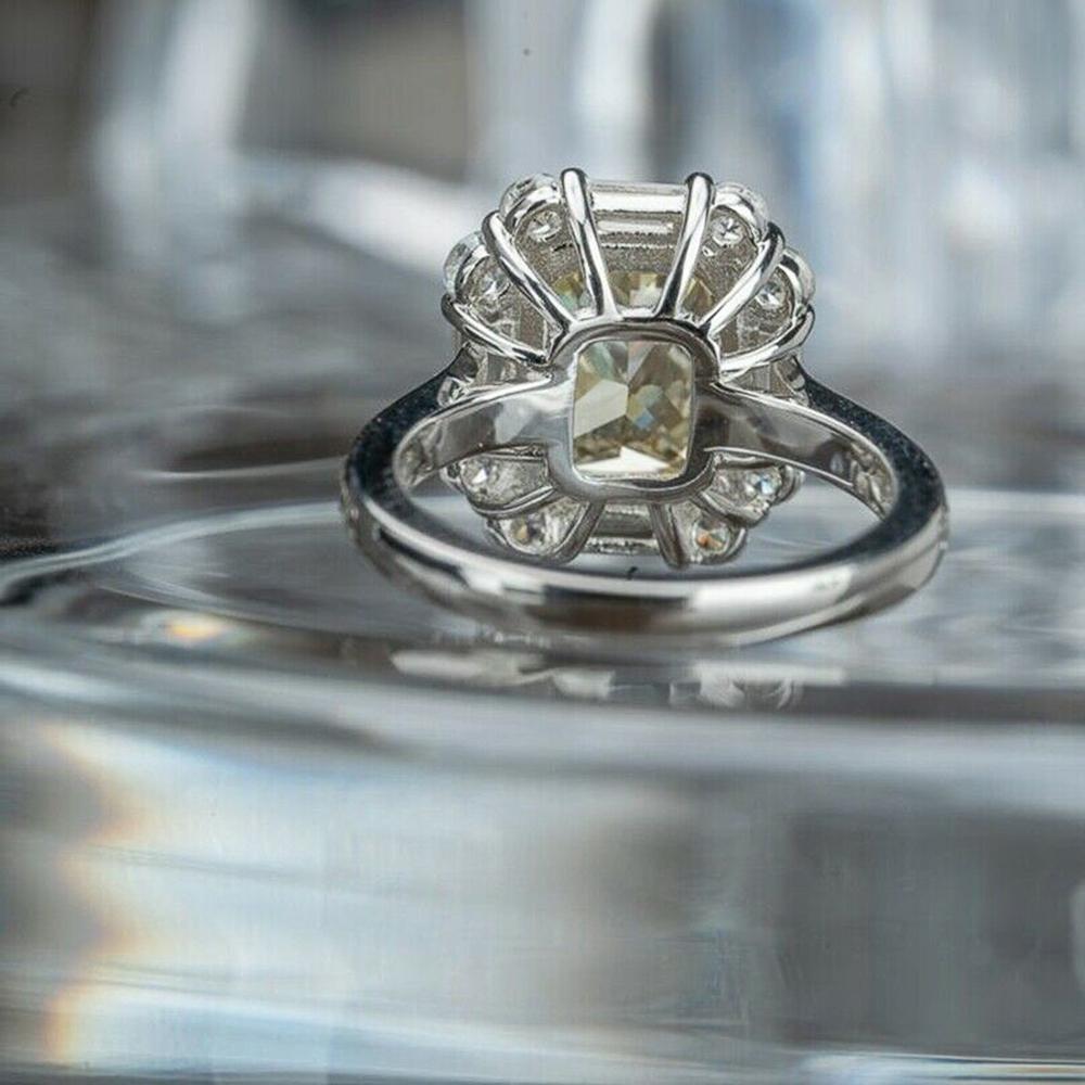 Graceful Women Finger-rings Yellow Color Cubic Zirconia Wedding Anniversary Birthday Gift Mom Silver Color Trendy Jewelry