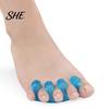 Soft Toe Stretcher 1 Pair Separator for Overlapping Toes, 3-Hole Blue Gel Bunion Corrector, Elastic SEBS Foot Spacer Hallux Valgus, Straightener Women