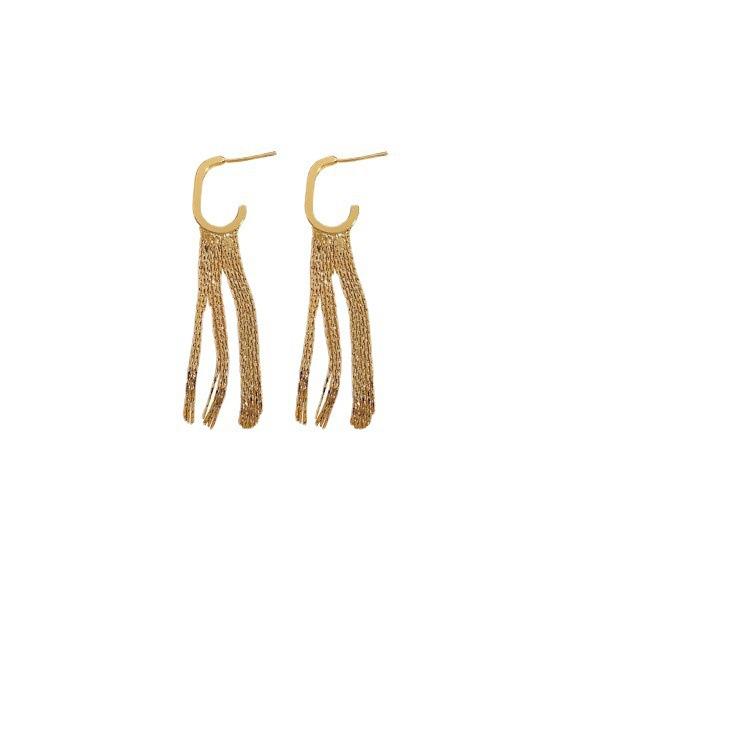 Gold Long Tassel Statement Earrings: Elegant, Big-Face Design, Versatile High-End Women's Trend