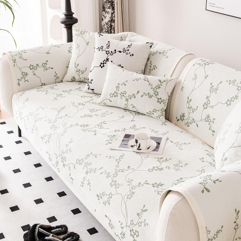 Chenille Sofa Cushion Four Seasons Universal Non-Slip Cushion Light French Cream Style Sofa Cover Cover Cloth