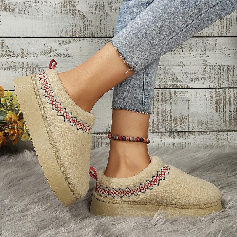 Autumn Winter New Lace Ethnic Style Fashion Snow Boots Plus Size Women's Women's Shoes Thickened Cotton Shoes