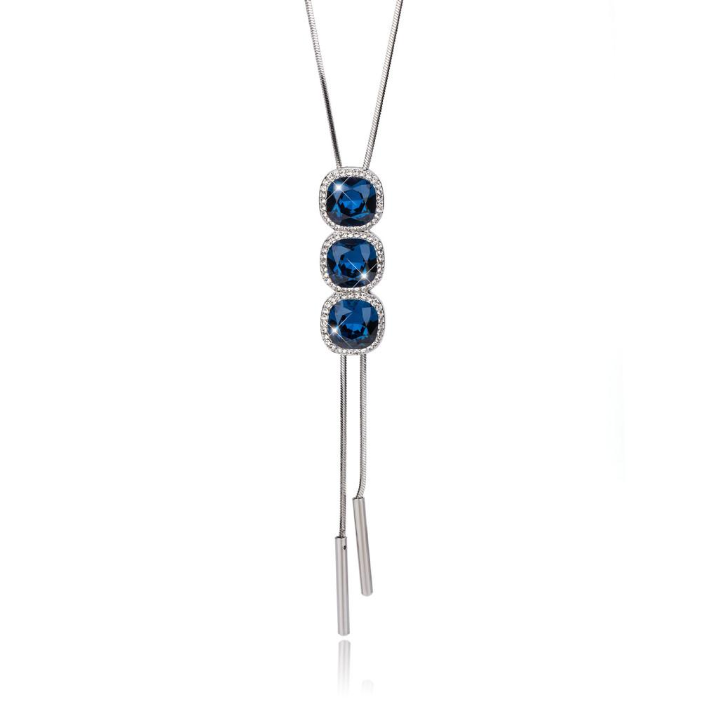 Long Allpurpose Beautiful Necklace For Women In Geometric Style With Sparkling Crystal Pendant