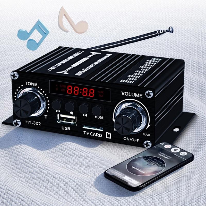 HY 302 12V Digital Amplifier For Home Car Auditory With USB TF Playing BT5.0 FM Radio