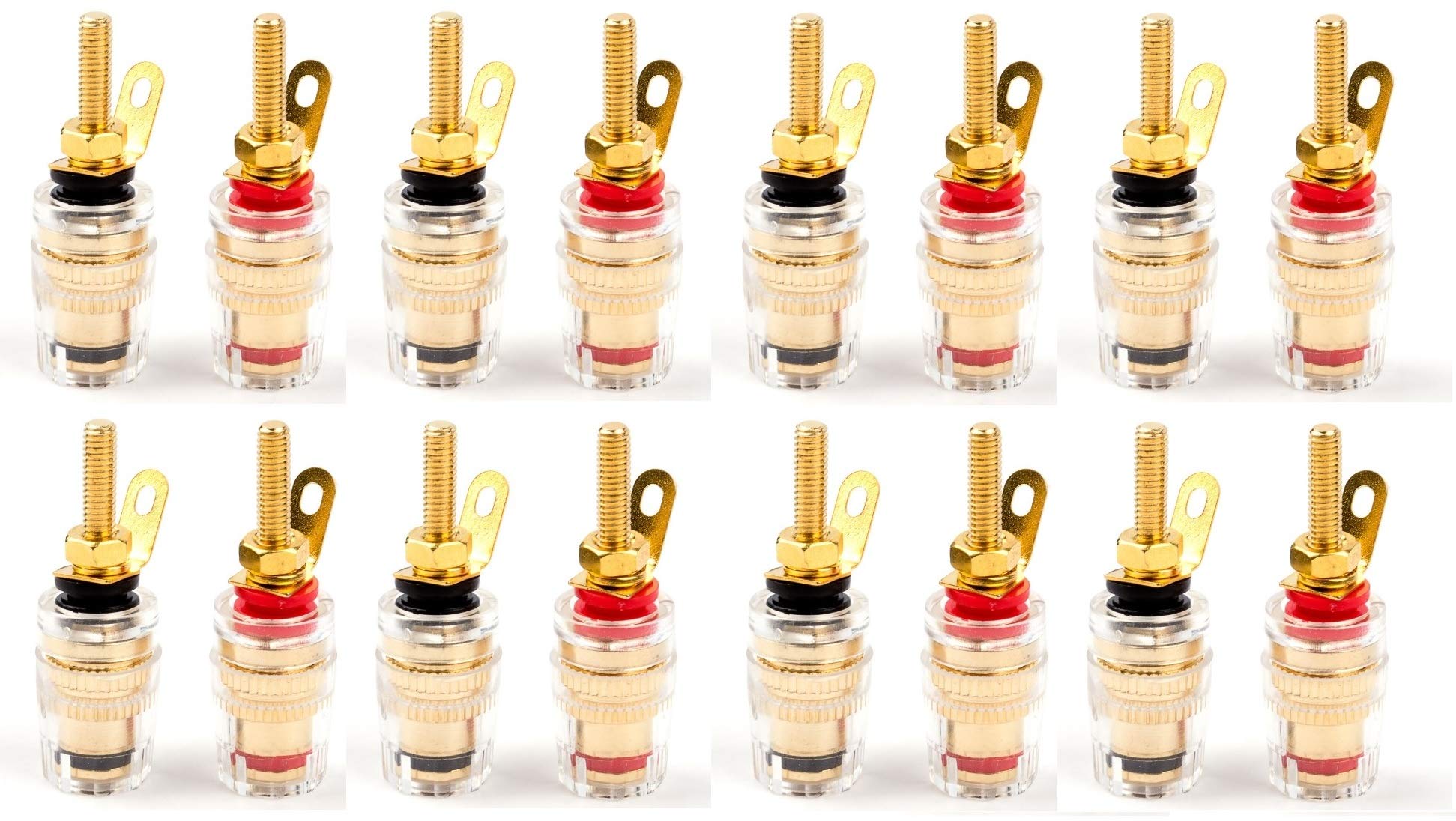MINAKIKO Динамик 42 мм Разъем типа «банан» Выбираемое количество высокопроизводительных клемм, Позолоченные, Совместимые, (Набор 16)