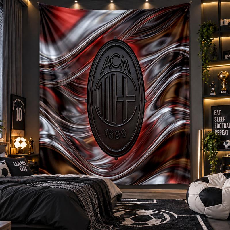 Wandbehang Wandteppich AC Mailand Druck Stoff für Wohnzimmer Schlafzimmer Heimdekoration