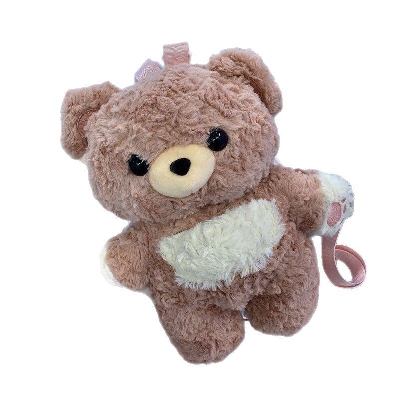Cute Plush Teddy Bear Shaped Backpack Suitable For Girls Daily Use Outfits