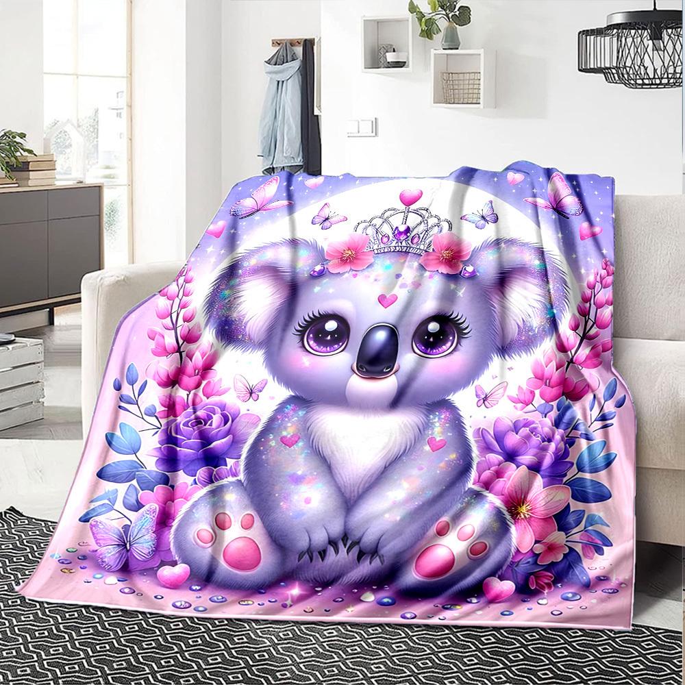 1pc Koala Princess blanket Lightweight Flannel Throw for Sofa Bed Travel Camping Livingroom Office Couch Chair