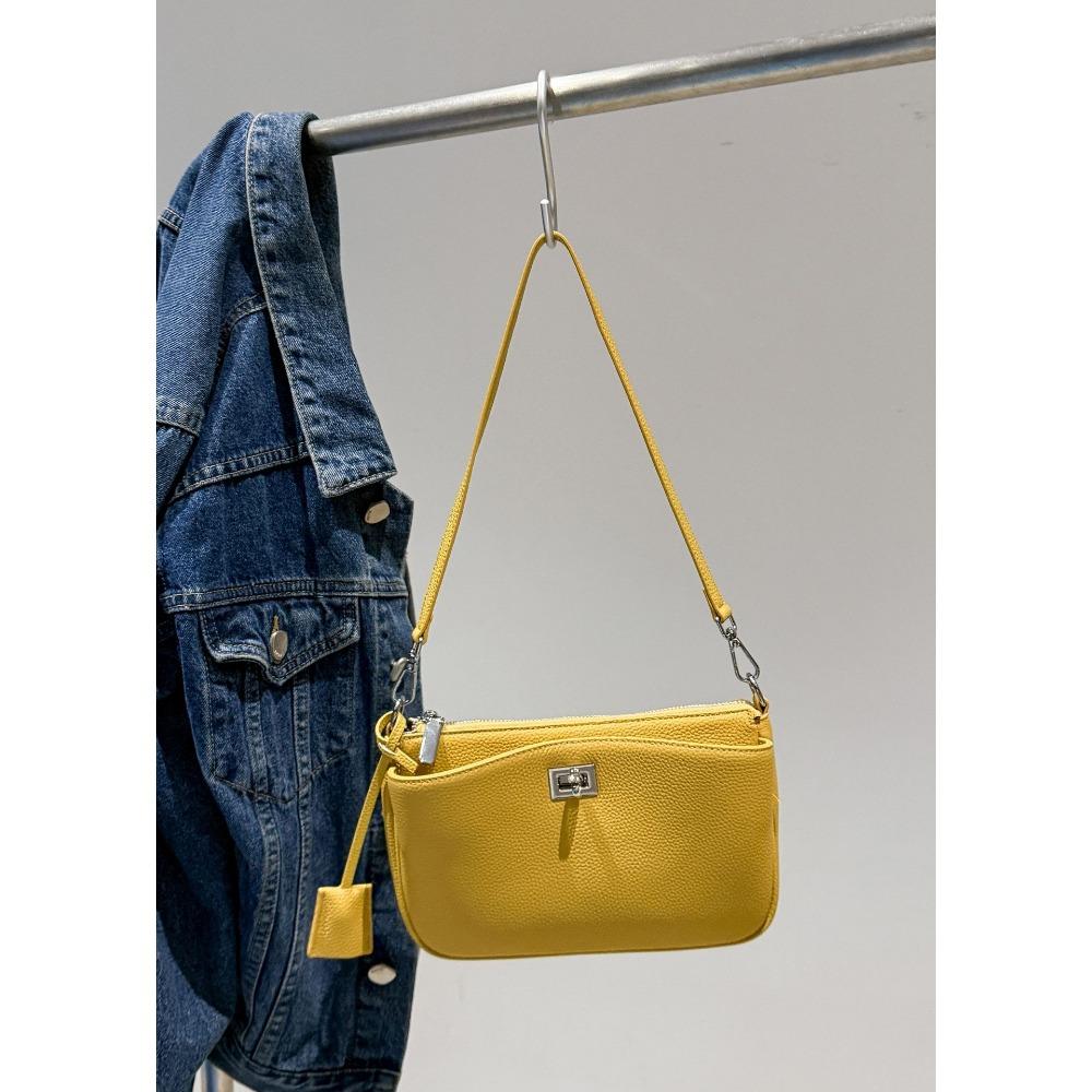 

Сумка из коровьей кожи Кроссбоди Универсальная Для покупок Модная Чистая Милая Женская На одно плечо Практичная Ручная жёлтый