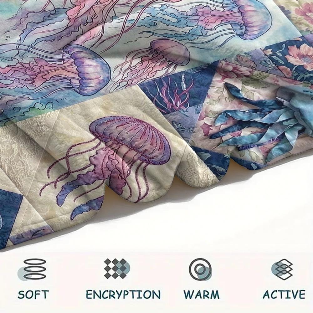 Ocean Retro Print Flannel Blanket, High quality Comfortable for All Seasons, Home Decor, Warmth and Comfort, Perfect for Christmas Gifts80