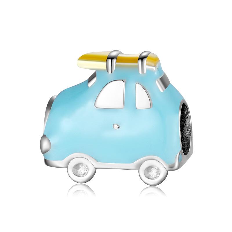 Korálky ze sterlingového stříbra S925, Kreativní přívěsek s korálky série Auta a Autobusy, Ručně vyráběné DIY doplňky, Volné korálky, Stříbrné šperky