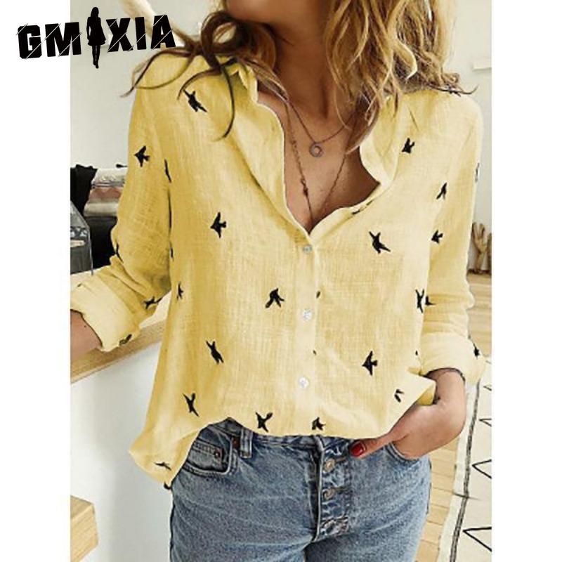 

GMXIA Women s Fashion Casual Spring Autumn Long Sleeve POLO Neck Blouses & Shirts XXXXXL жёлтый