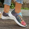Butterfly Printed Breathable Knitted Sneakers for Women  Spring Slip On Flat Heels Casual Shoes Woman Lightweight Loafers