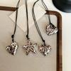 Sturdy Alloy and Resin Leopard Heart Pendant Necklace Fashion Accessory for Women and Men Silver Long Chain Jewelry